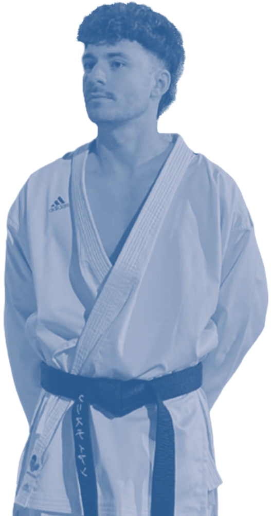 Christian Veiga en una competición de karate