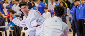 Christian Veiga en una competición de karate